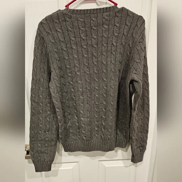 NWT Ralph Lauren Sport Women's Gray Cable Knit Pullover with Pink Logo Size-XL - Picture 5 of 12